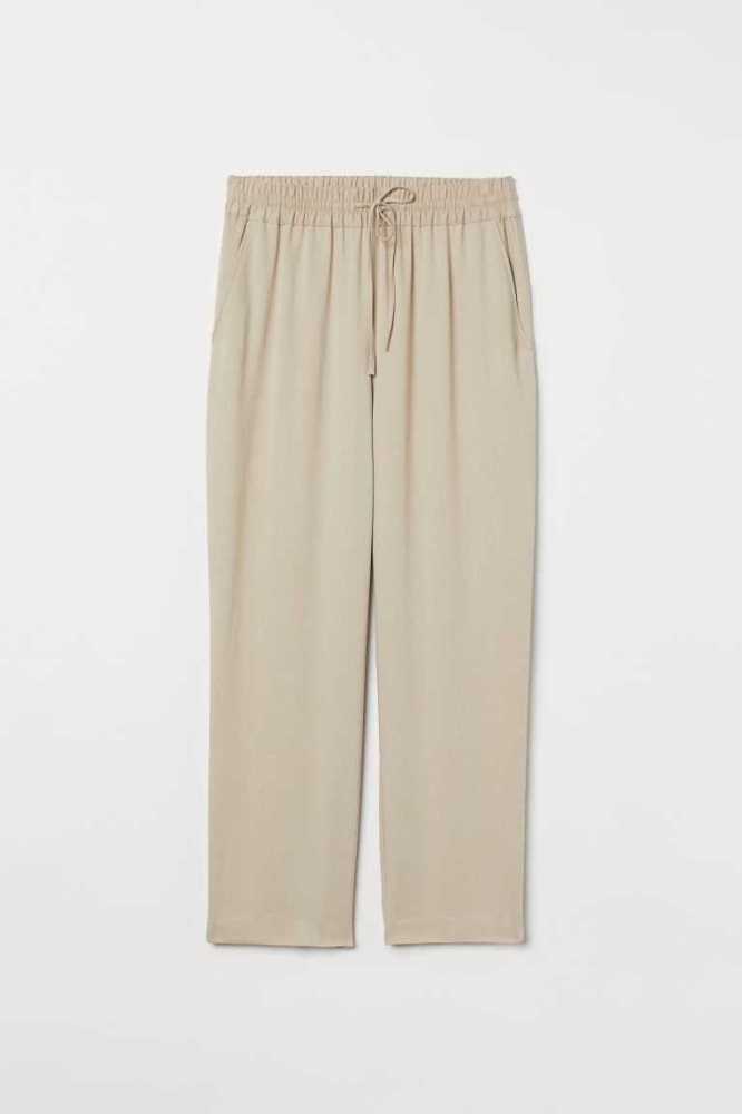 Pantalones H&M Pull-on Lyocell-blend Mujer Beige Claro | 517492RTO