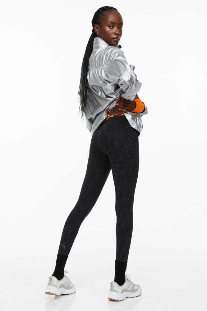 Pantalones H&M Reflective Correr Tights Mujer Negros | 891752PNR