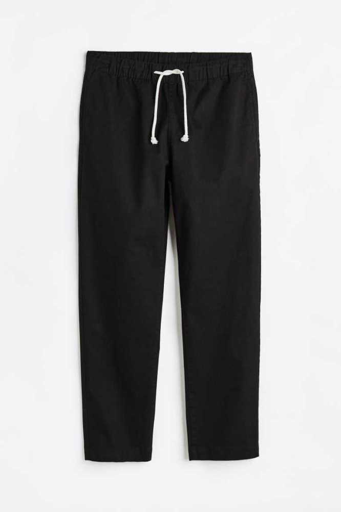 Pantalones H&M Regular Fit Algodon Twill Pull-on Hombre Negros | 204736YFD