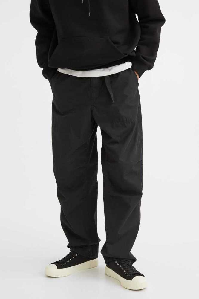 Pantalones H&M Relaxed Fit Belted Hombre Negros | 869352GHX