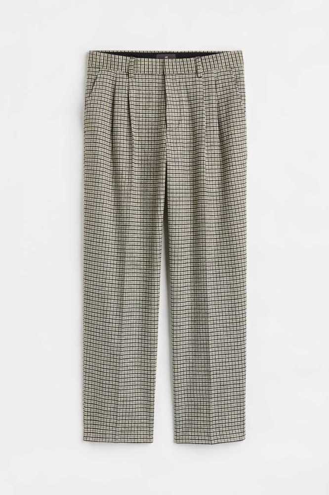 Pantalones H&M Relaxed Fit Lana-blend Hombre Verdes Negros | 216597HNF