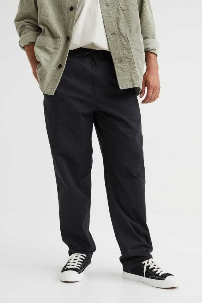 Pantalones H&M Relaxed Fit Twill Pull-on Hombre Kaki Oscuro Verdes | 358461HAY