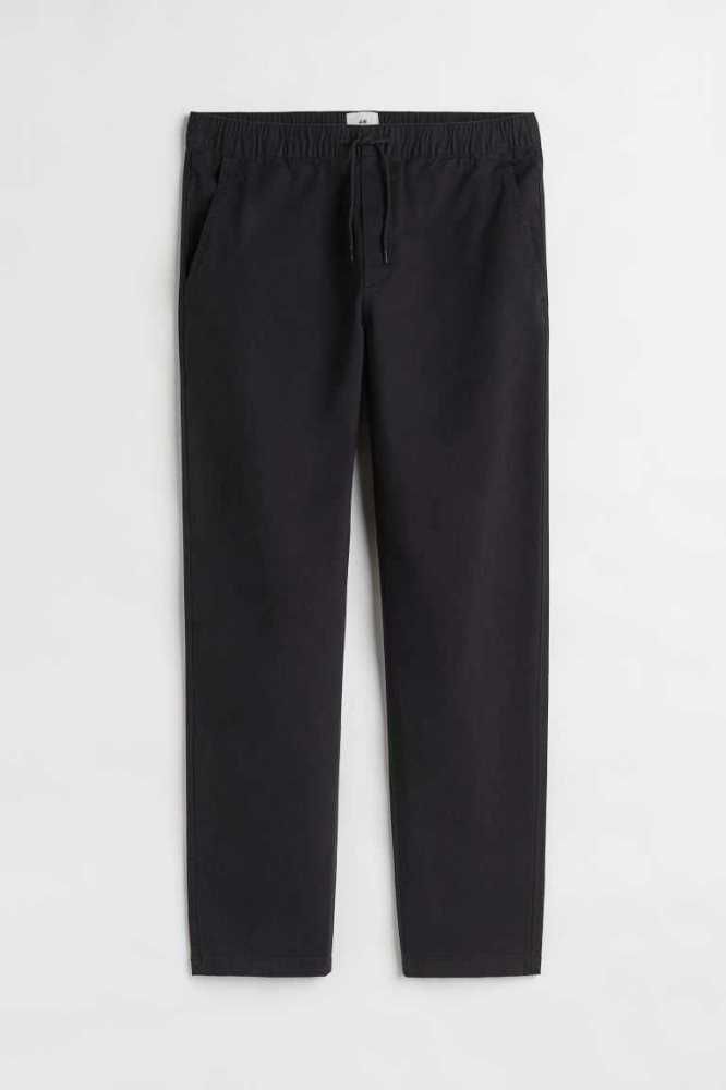 Pantalones H&M Relaxed Fit Twill Pull-on Hombre Negros | 932064XEZ