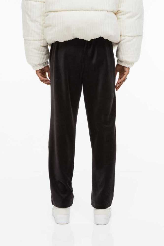 Pantalones H&M Relaxed Fit Velour Joggers Hombre Negros | 267589YSP