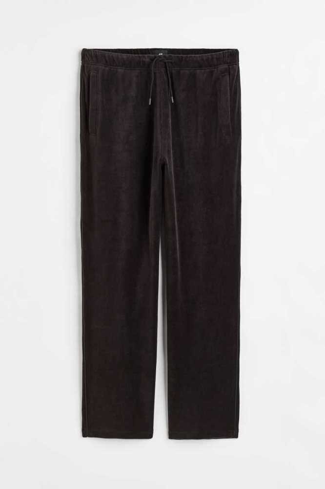 Pantalones H&M Relaxed Fit Velour Joggers Hombre Negros | 267589YSP