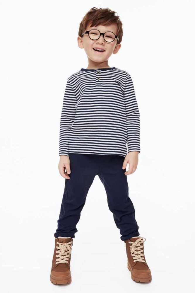 Pantalones H&M Relaxed Tapered Fit Niños Azules Oscuro | 209576DNC