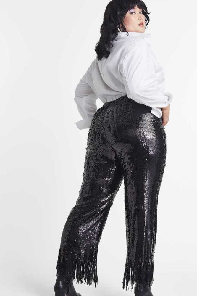 Pantalones H&M Sequined Mujer Negros | 192463YGF