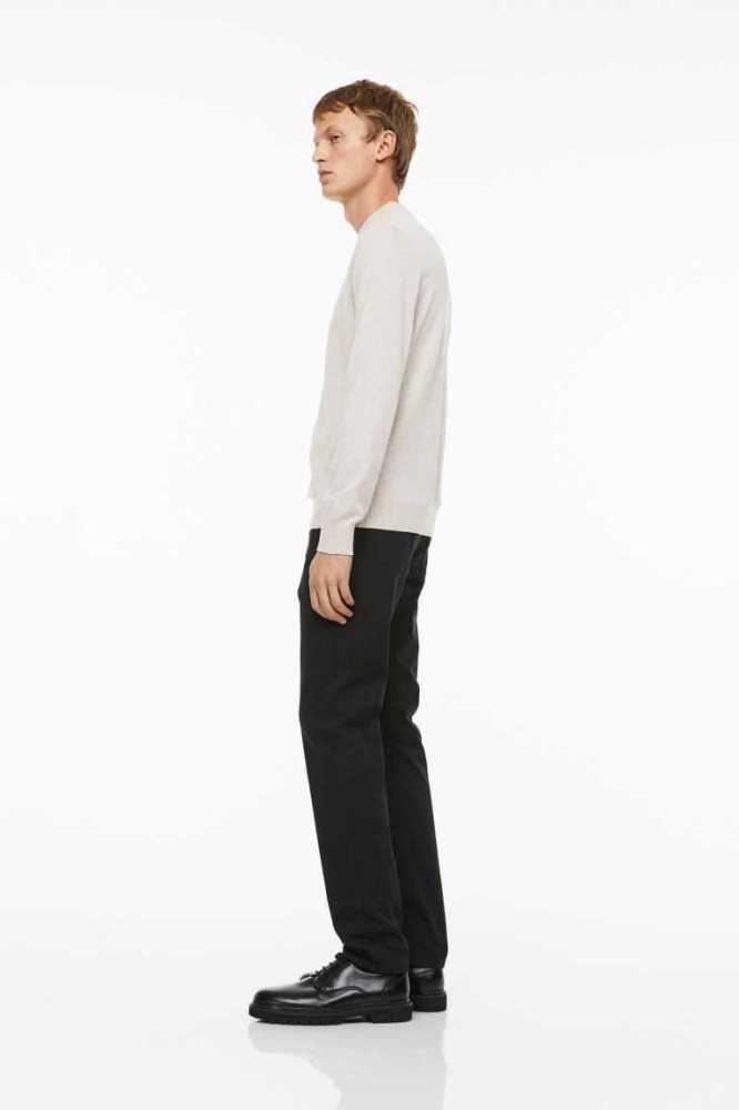 Pantalones H&M Slim Fit Algodon Twill Hombre Negros | 345906IFV