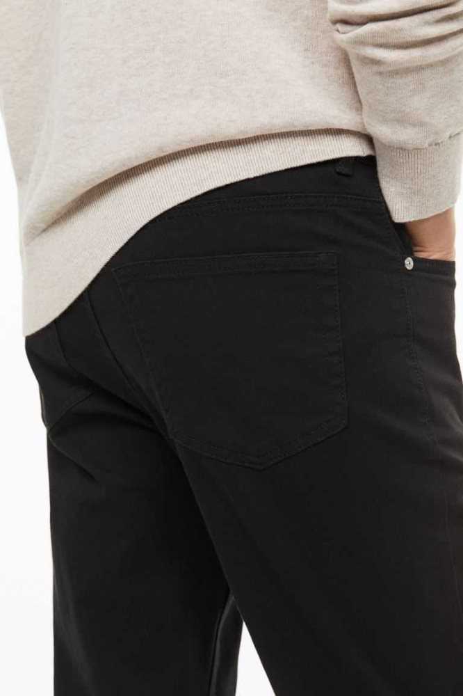 Pantalones H&M Slim Fit Algodon Twill Hombre Negros | 345906IFV