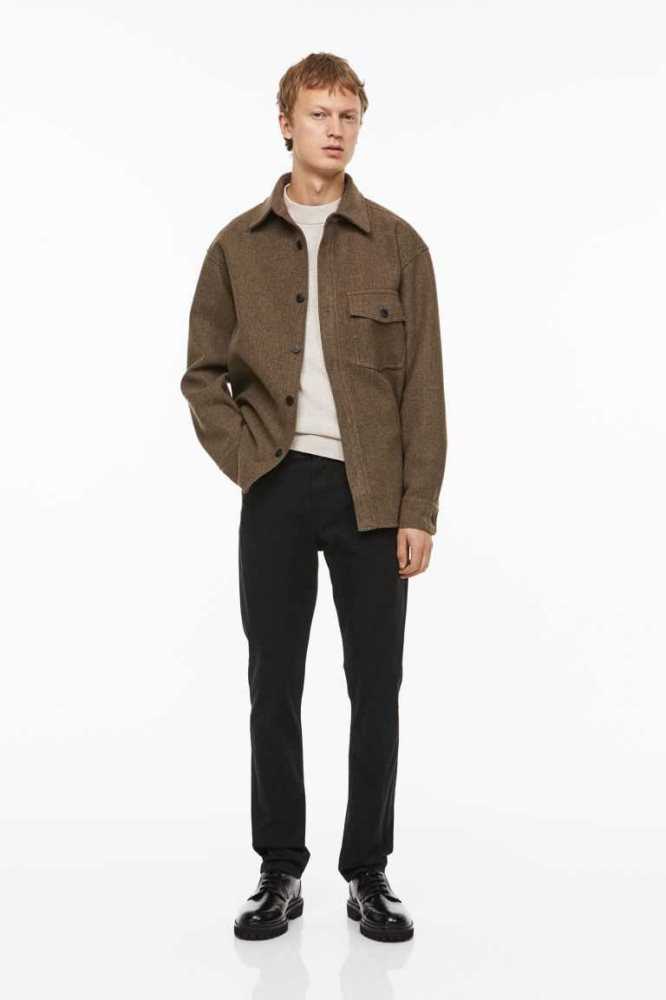 Pantalones H&M Slim Fit Algodon Twill Hombre Beige | 706849TOZ