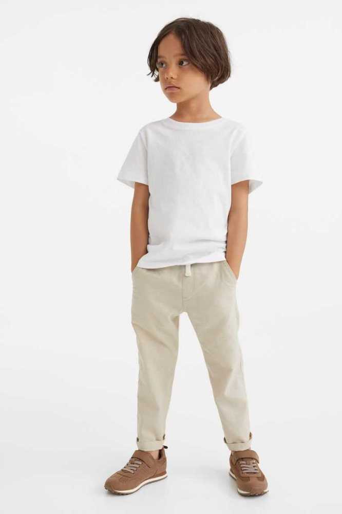 Pantalones H&M Slim Fit Linen-blend Chinos Niños Azules Claro | 956283JOC