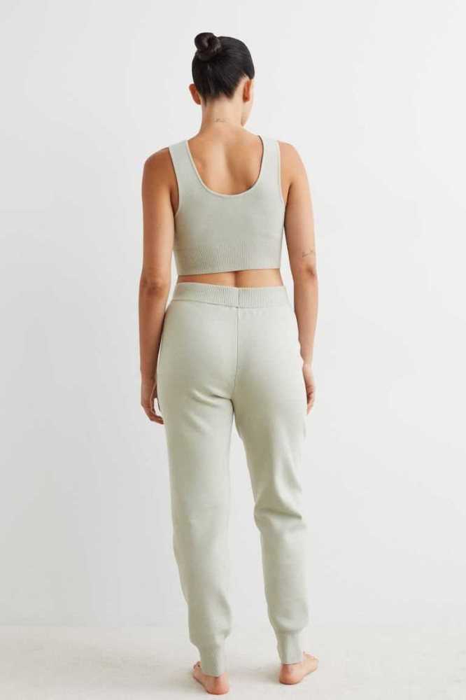 Pantalones H&M Soft-knit Joggers Mujer Verde Oliva Claro Verdes | 326794IRD