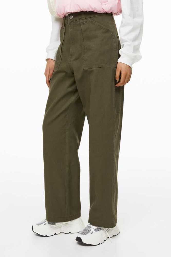 Pantalones H&M Twill Cargo Mujer Beige Oscuro | 295186PTV