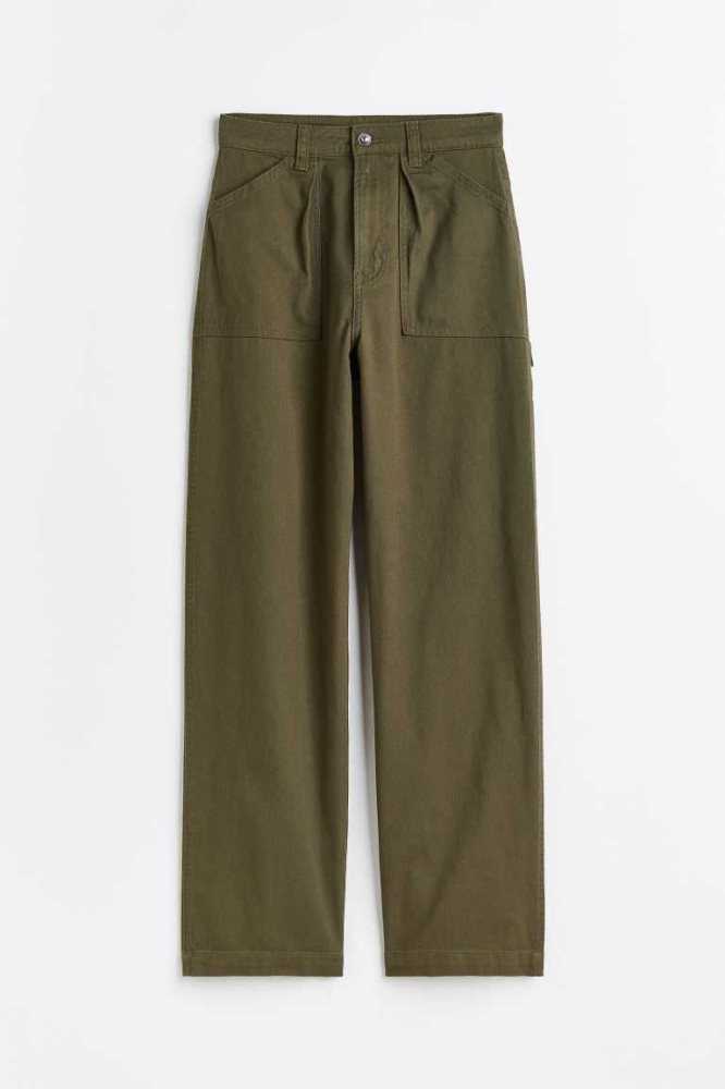 Pantalones H&M Twill Cargo Mujer Beige Oscuro | 295186PTV