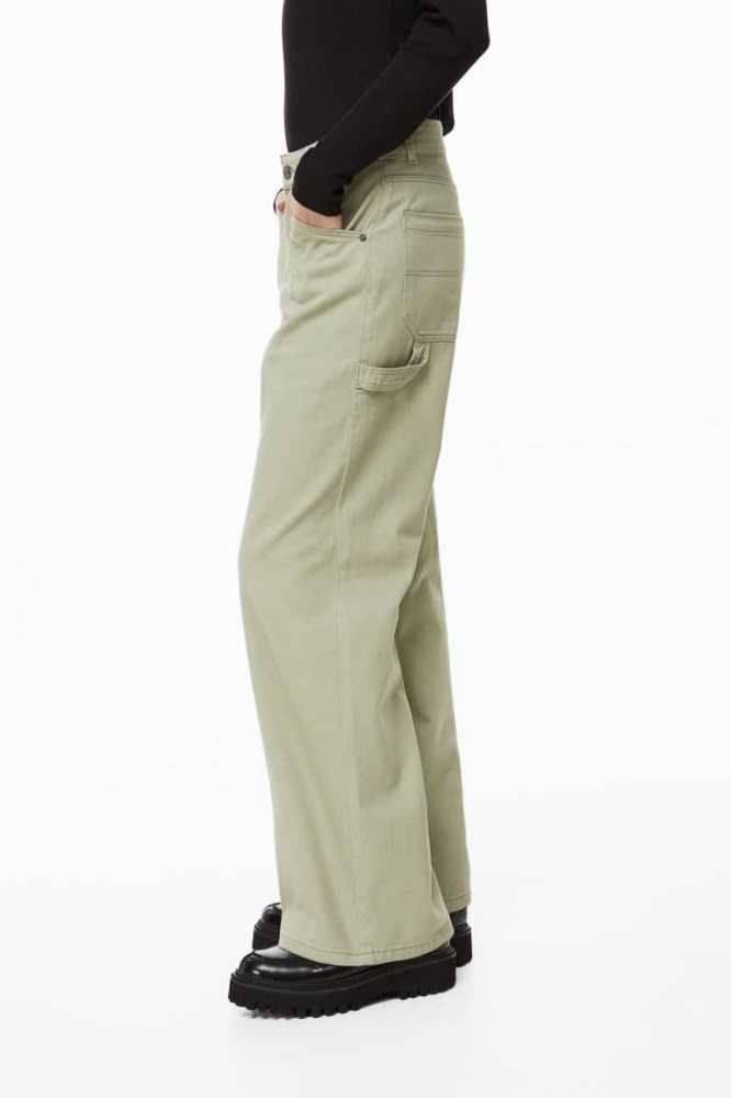 Pantalones H&M Twill Cargo Mujer Kaki Claro Verdes | 198240GHU