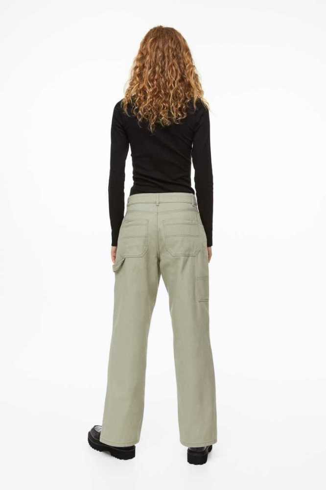 Pantalones H&M Twill Cargo Mujer Kaki Claro Verdes | 198240GHU