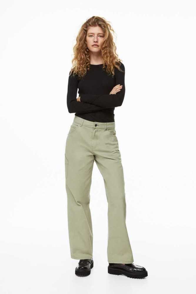 Pantalones H&M Twill Cargo Mujer Kaki Claro Verdes | 198240GHU