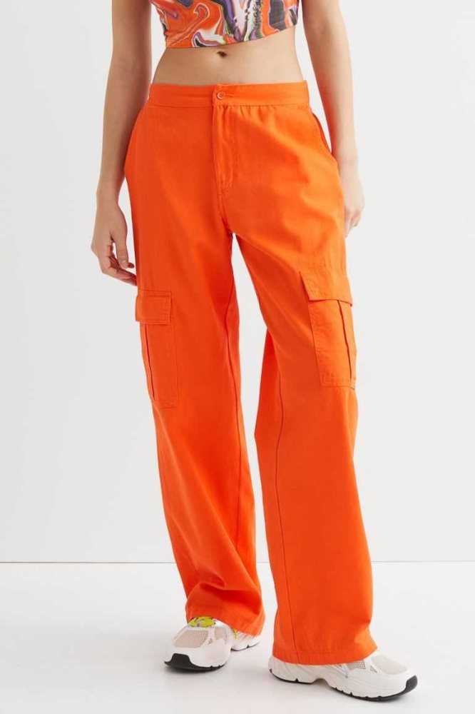 Pantalones H&M Twill Utility Mujer Naranjas | 185392WSK