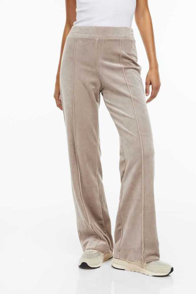 Pantalones H&M Velour Mujer Grises Marrom | 834075VNI