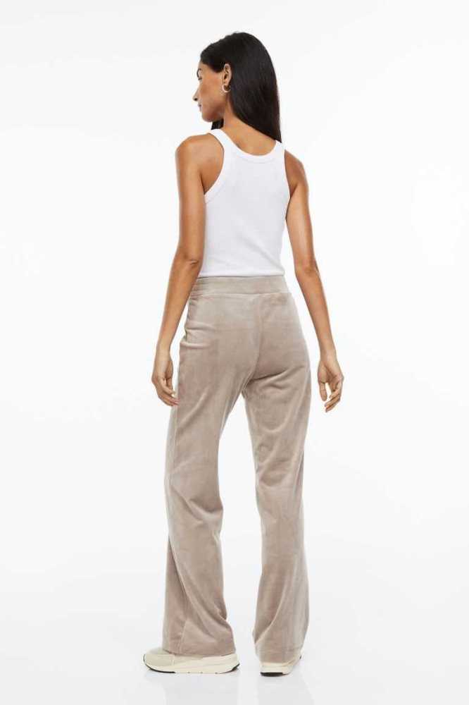 Pantalones H&M Velour Mujer Grises Marrom | 834075VNI