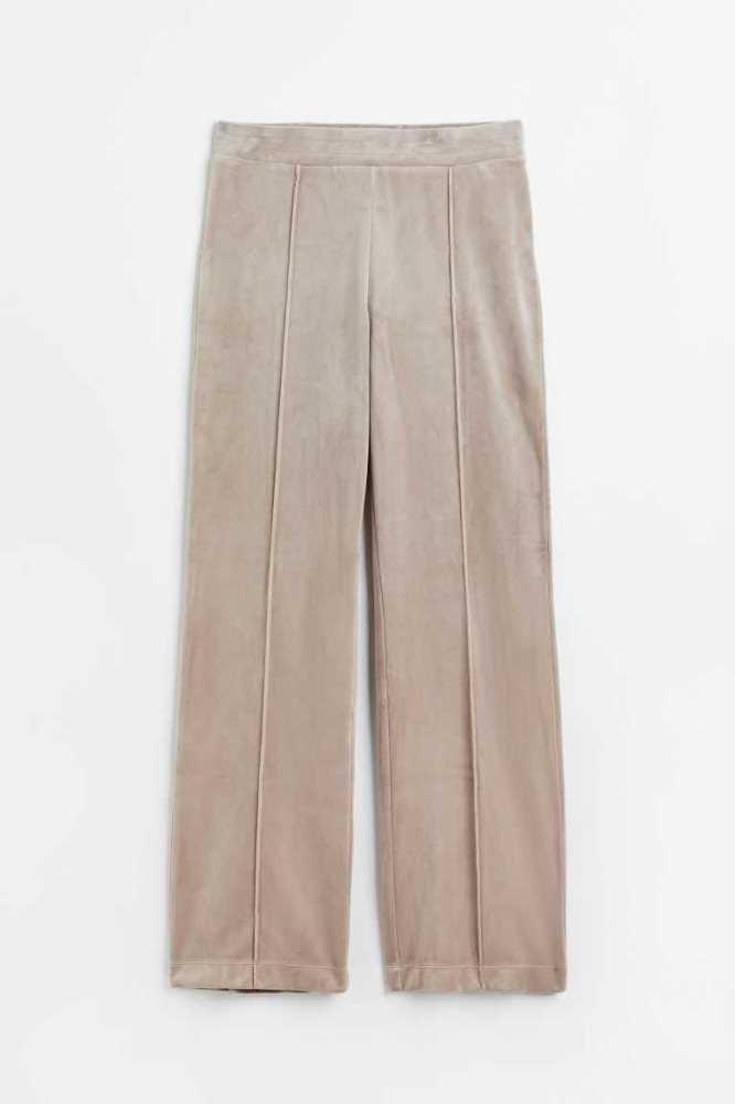 Pantalones H&M Velour Mujer Grises Marrom | 834075VNI