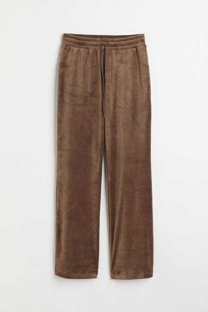 Pantalones H&M Velour Mujer Marrom | 783629FUB