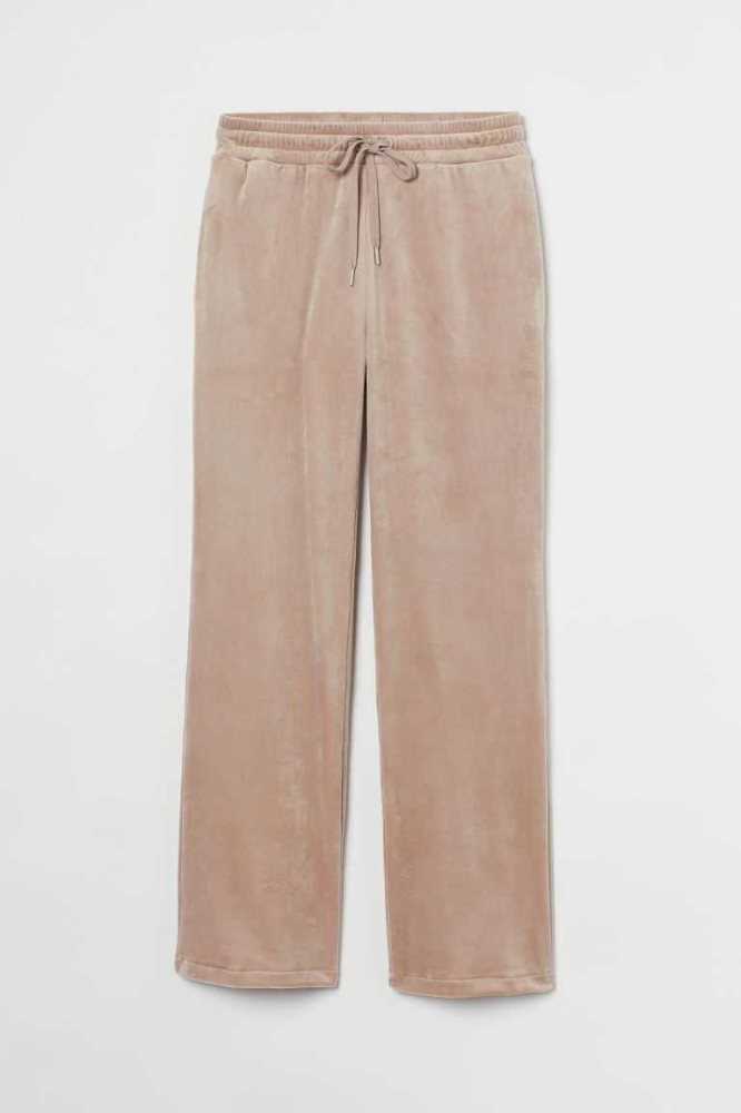 Pantalones H&M Velour Mujer Morados Claro | 675239NFA