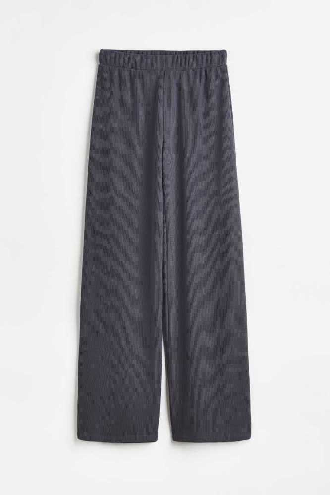 Pantalones H&M Waffled Jersey Joggers Mujer Grises Oscuro | 169827LFJ