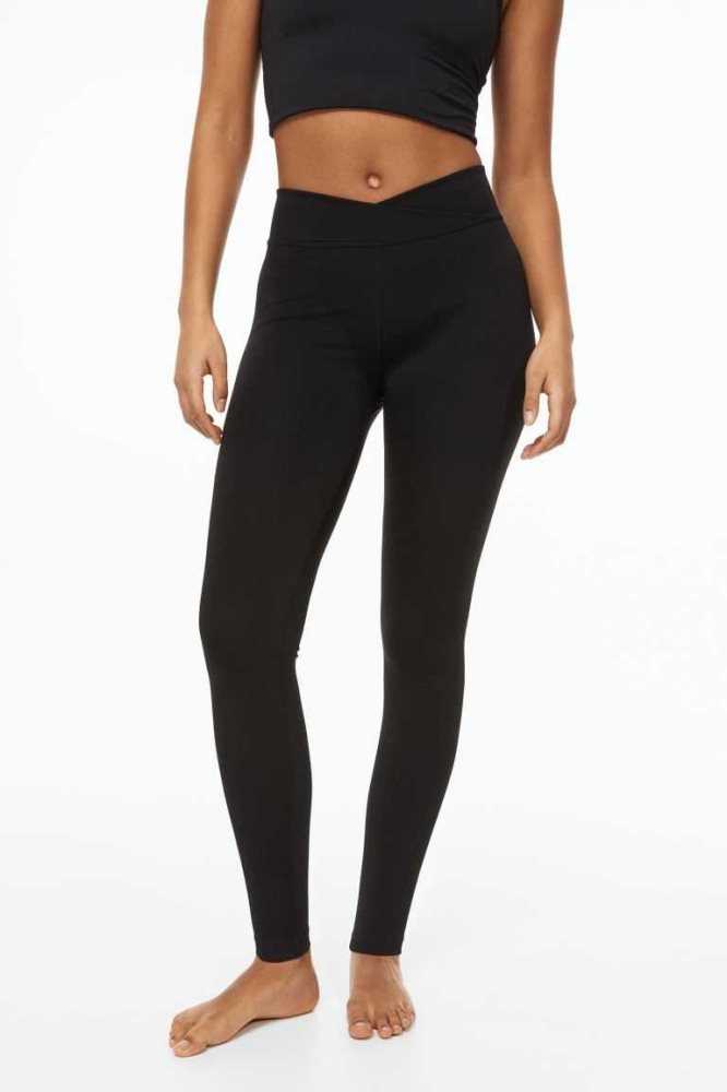 Pantalones H&M Wrapover-waist Sports Leggings Mujer Vino | 371482VMF