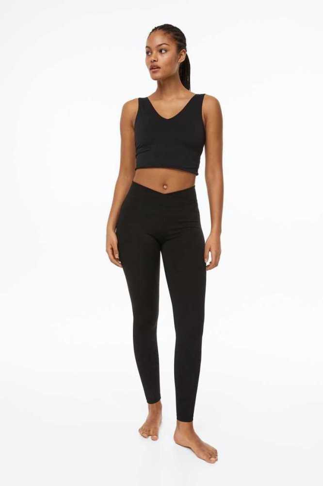 Pantalones H&M Wrapover-waist Sports Leggings Mujer Vino | 371482VMF