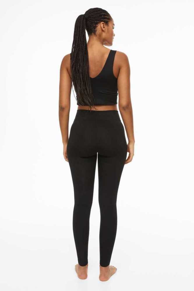 Pantalones H&M Wrapover-waist Sports Leggings Mujer Negros | 654897FUZ