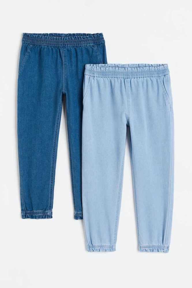 Pantalones Jogger H&M 2-pack Denim Niños Azules Azules Claro | 851904JUA