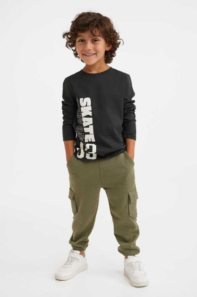 Pantalones Jogger H&M 2-pack Niños Kaki Verdes Grises | 451938FBI