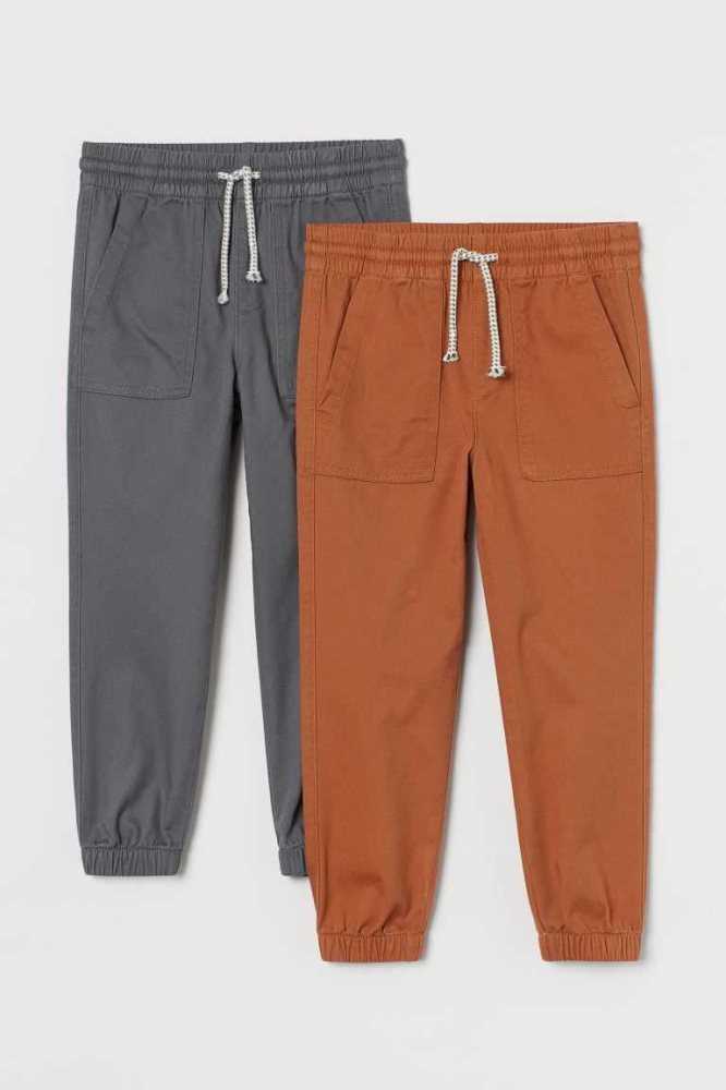 Pantalones Jogger H&M 2-pack Twill Niños Azules Marrom Claro | 976432KMS