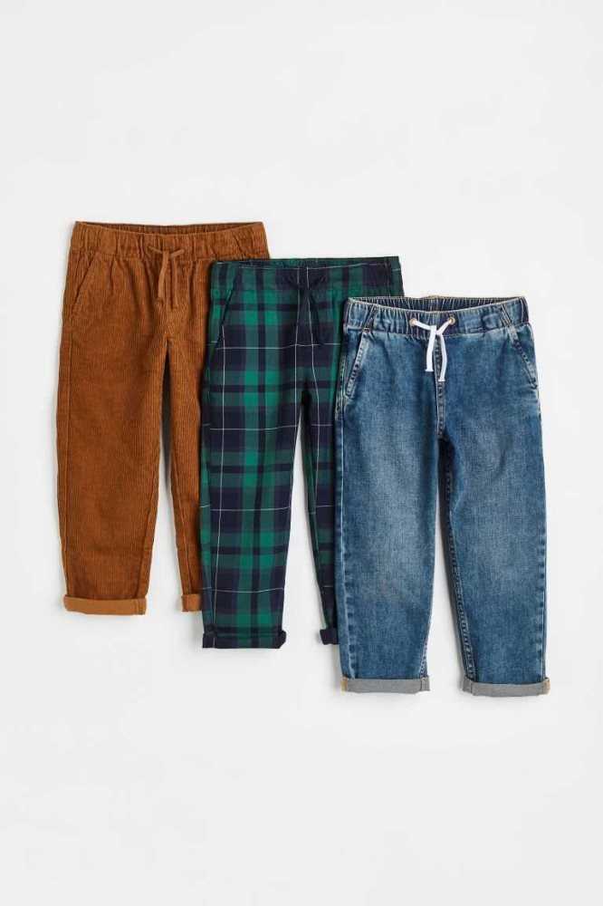 Pantalones Jogger H&M 3-pack Niños Verdes Oscuro | 194685XGL