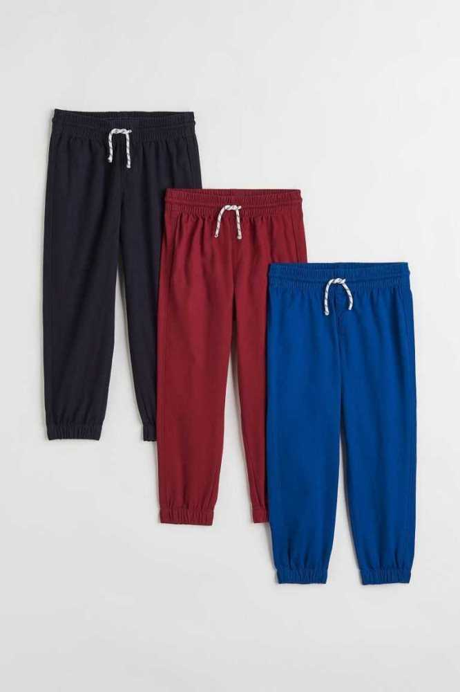 Pantalones Jogger H&M 3-pack Relaxed Fit Niños Azules Oscuro Grises Verdes | 584901VWD