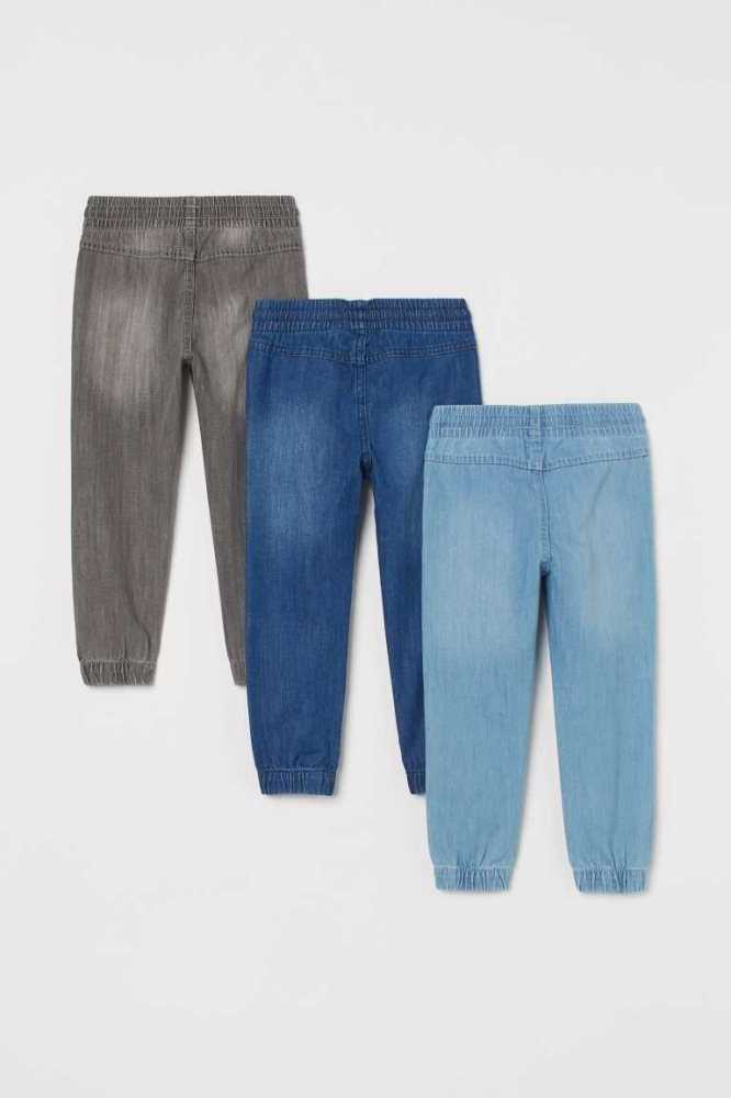 Pantalones Jogger H&M 3-pack Slim Fit Denim Niños Azules Claro Grises | 256390DIJ