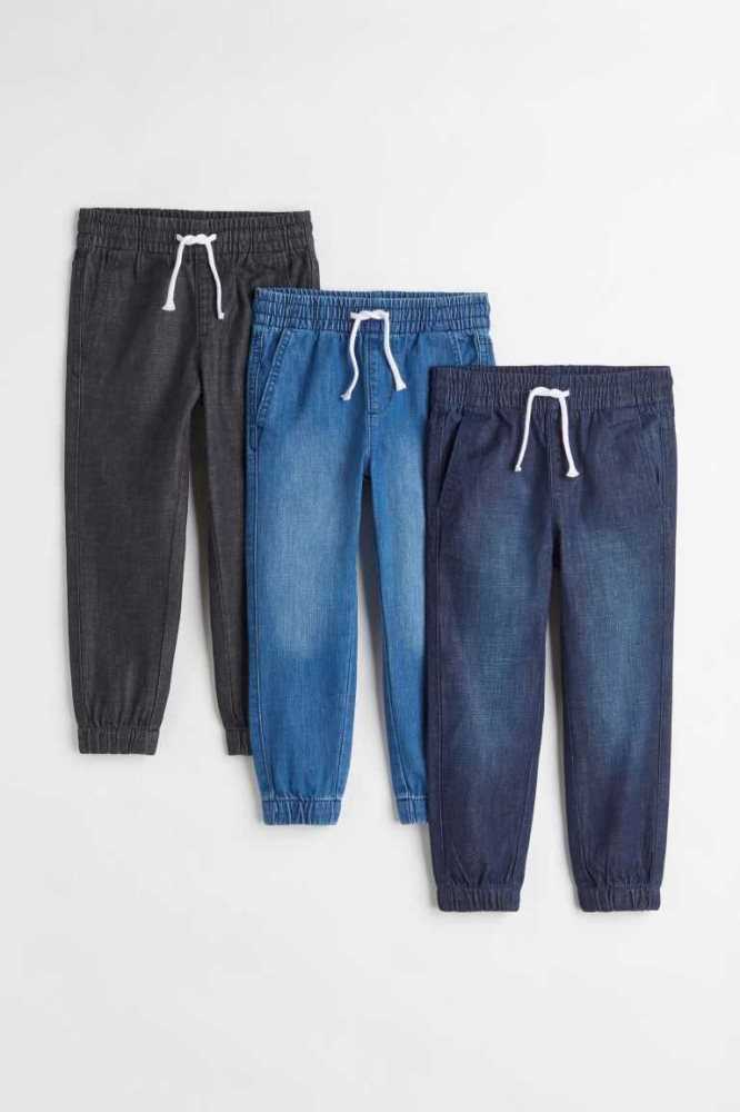 Pantalones Jogger H&M 3-pack Slim Fit Denim Niños Azules Claro Grises | 256390DIJ