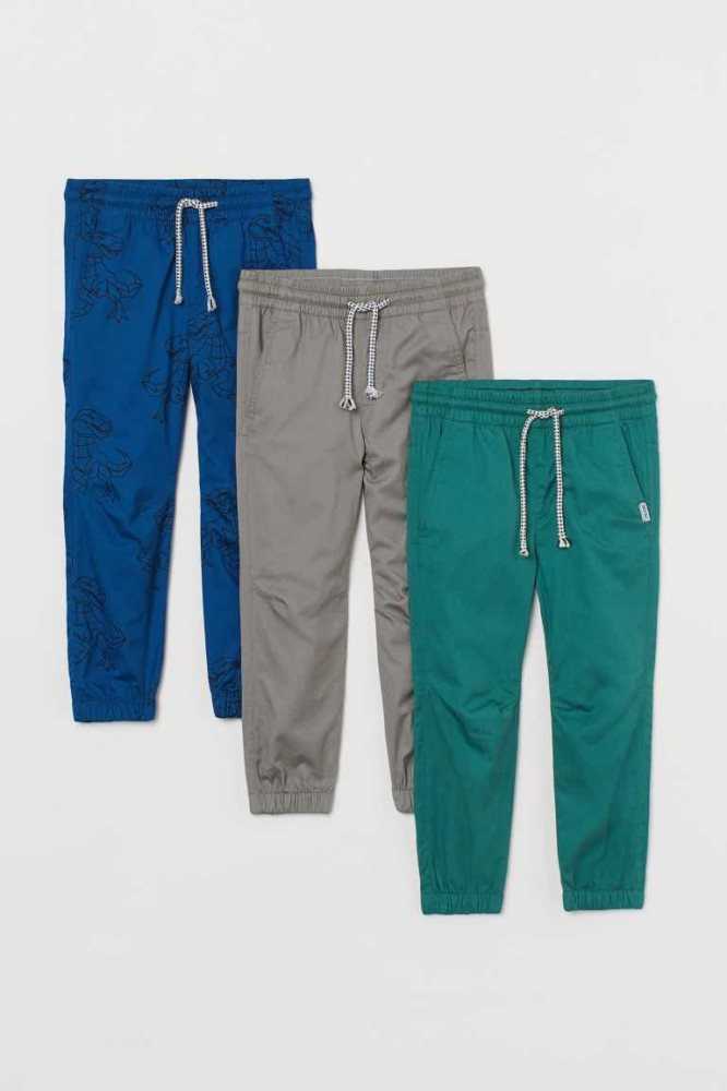 Pantalones Jogger H&M 3-pack twill Niños Azules | 304675XAH