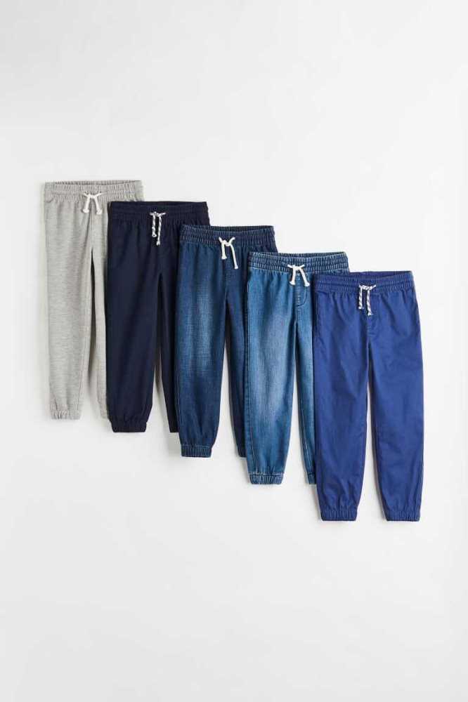 Pantalones Jogger H&M 5-pack Twill Niños Azules Oscuro Grises Claro | 602543TBU