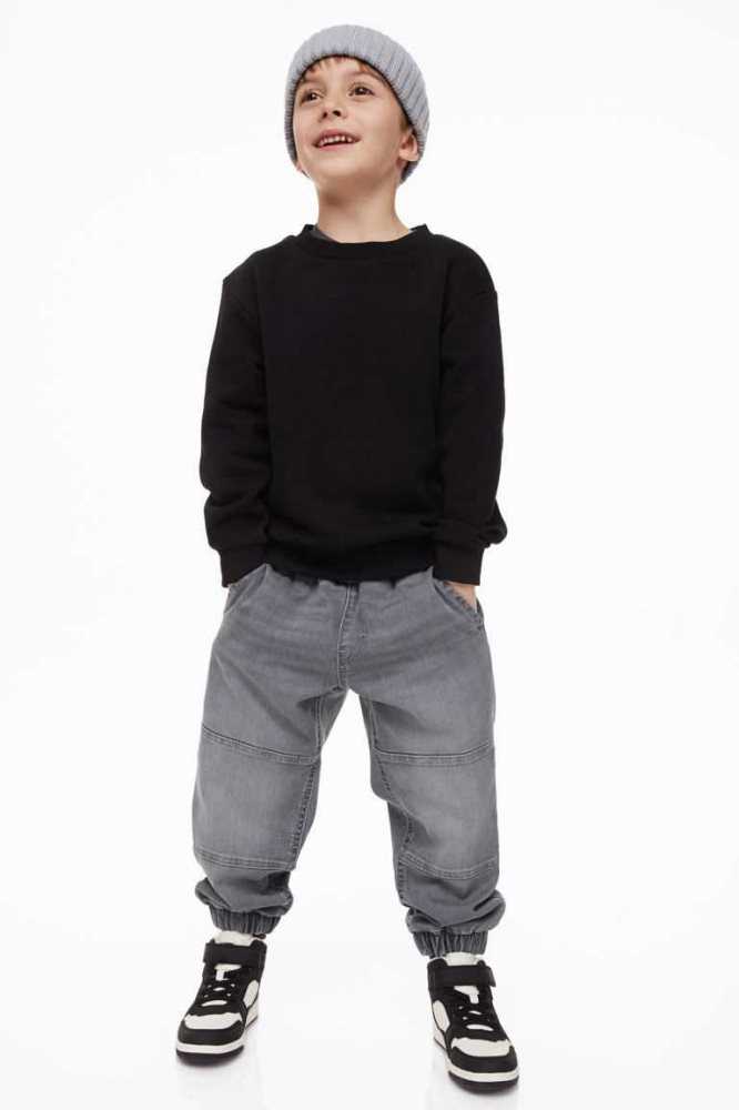 Pantalones Jogger H&M Comodidad Stretch Denim Niños Negros | 438925PFU