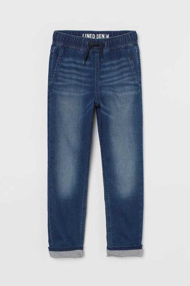 Pantalones Jogger H&M Forro Denim Niños Azules | 592768ZMF