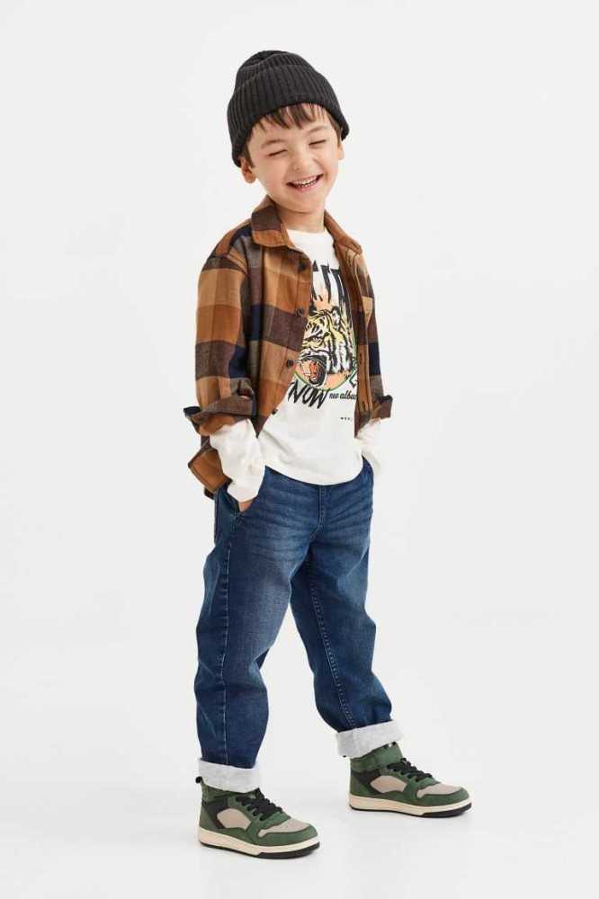 Pantalones Jogger H&M Forro Denim Niños Negros | 672503QMS