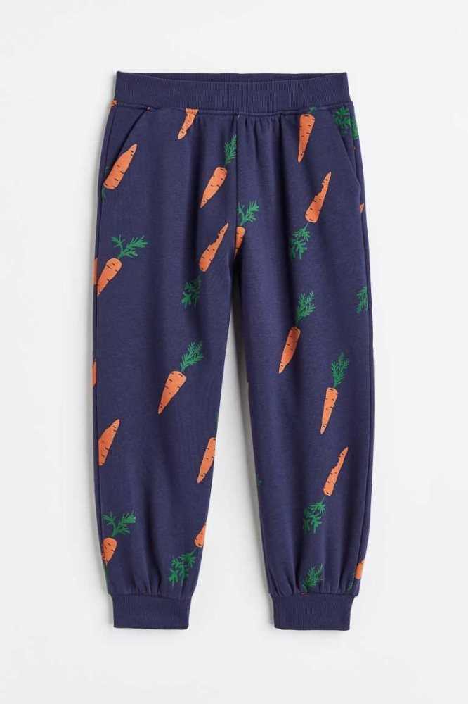 Pantalones Jogger H&M Printed Niños Azules Oscuro | 864750DXN