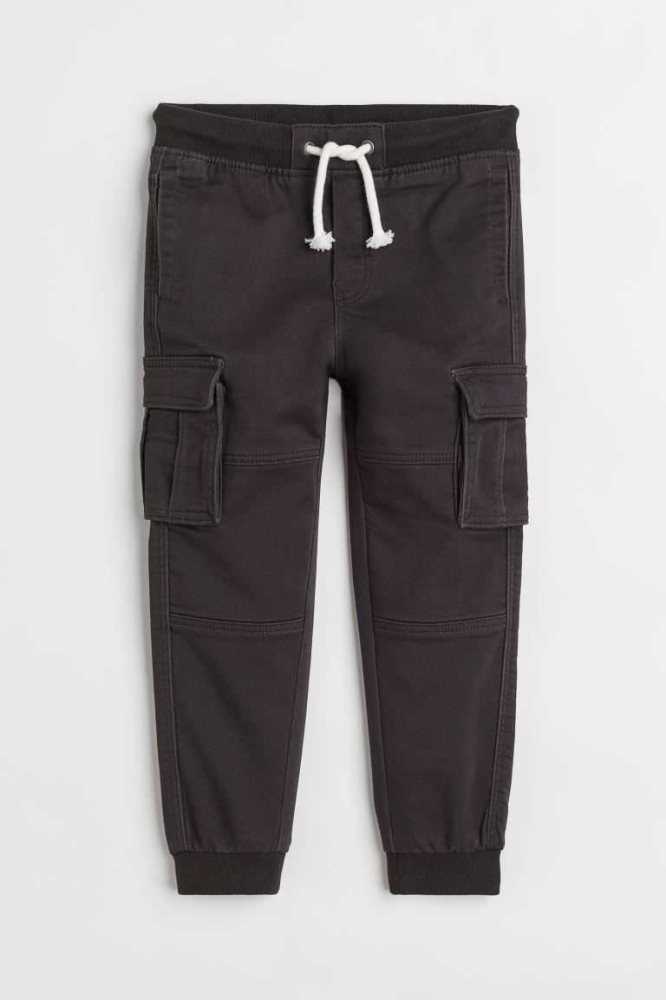 Pantalones Jogger H&M Slim Fit Cargo Niños Negros | 301892MPX