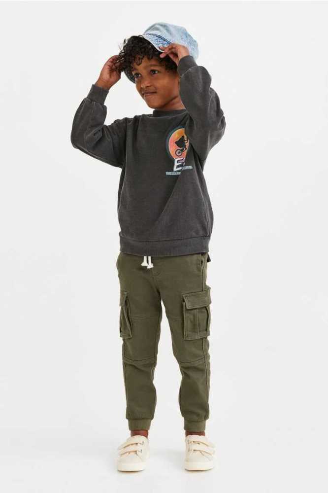 Pantalones Jogger H&M Slim Fit Cargo Niños Negros | 301892MPX