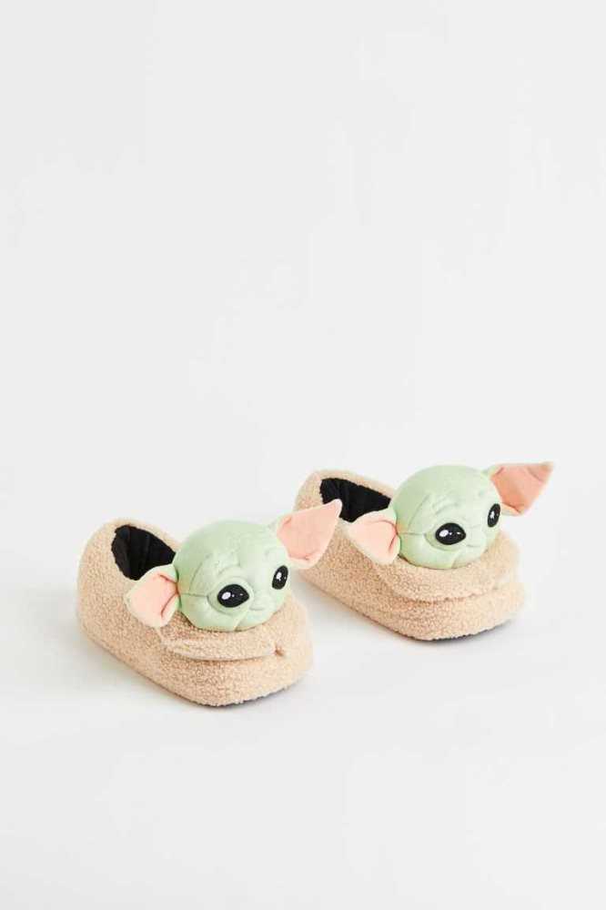 Pantuflas H&M Appliqued Niños Beige Claro | 016453BRL