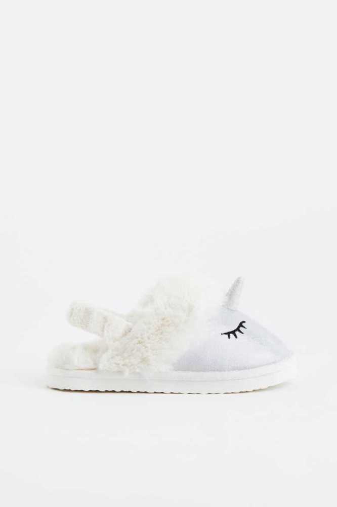 Pantuflas H&M Appliqued Niños Blancos | 719803JEG