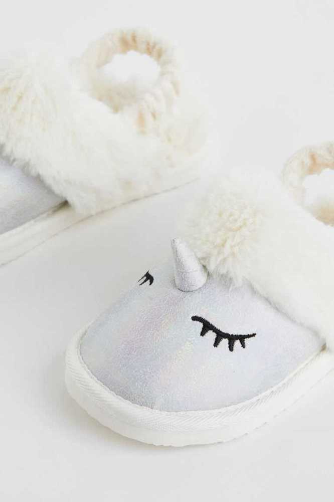 Pantuflas H&M Appliqued Niños Blancos | 719803JEG