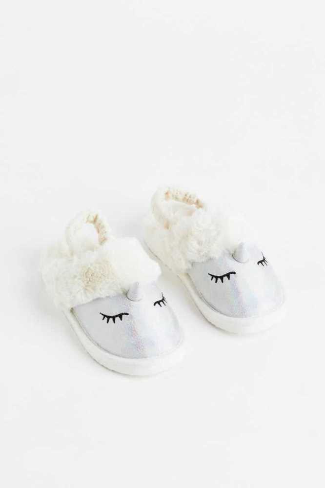 Pantuflas H&M Appliqued Niños Blancos | 719803JEG